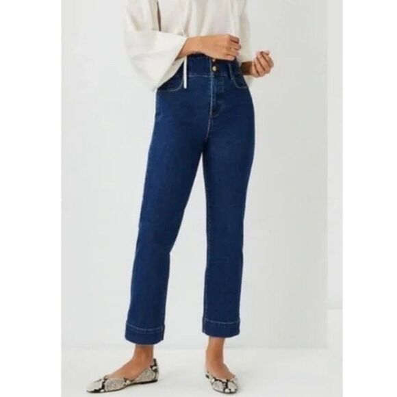 Ann Taylor High Waisted Jeans Size 14 Easy Care Straight - Picture 1 of 12